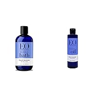 EO Bubble Bath (12 Ounce) and Body Oil (8 Ounce), French Lavender, Organic Plant-Based, Botanical Extracts, Massage and Moisturize