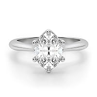 10K Solid White Gold Handmade Engagement Ring 1.50 CT Oval Cut Moissanite Diamond Solitaire Wedding/Bridal Ring for Her/Women Promise Ring
