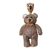 2.00 CT Round Cut VVS1 Diamond unisex Teddy Bear Pendant Charm 14K Yellow Gold Over Sterling Silver for Festival Day
