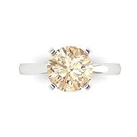 Clara Pucci 3.1 ct Brilliant Round Cut Solitaire Brown Morganite Classic Anniversary Promise Bridal ring 18K White Gold for Women