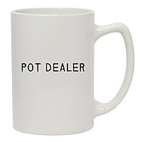 Pot Dealer - 14oz Ceramic White Statesman Coffee Mug, White
