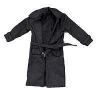 1/12 Scale Coat Black Fabric Wired Trench Coat Model for 6