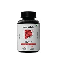 Iron+ for Women & Men| Iron Supplement with Vitamin C, Zinc, Folic Acid & Vitamin B12| Increase Hemoglobin Levels| Good for Iron Deficiency 60 Capsules (Pack of 1)