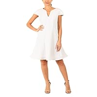 Julia Jordan Womens Pocketed Metallic Jacquard Cap Sleeve Split Short Evening Fit + Flare Dress