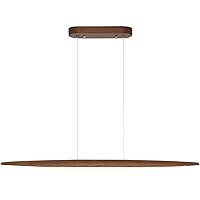Wood Linear Pendant Hanging Light Fixture Minimalist Light Linear Chandelier Wood Kitchen Island Lighting 40w Dimmable for Dining Room Dining Table Living Room Pool Table Walnut Color