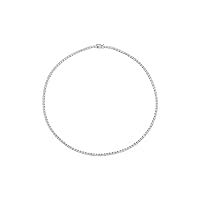 1.5mm/2mm/2.5mm/3mm Real Diamond Tennis Necklace for Women Sterling Silver Diamond Tennis Chain 16 Inches (H-I Color, I2-I3 Clarity)