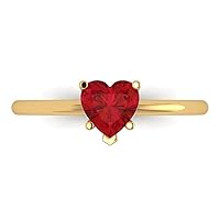 Clara Pucci 1.0 carat Heart Cut Solitaire Simulated Ruby 5-Prong Proposal Wedding Bridal Anniversary Ring 18K Yellow Gold