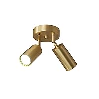 Ceiling Light Fixture，3-Light Copper Ceiling Spotlight，Rotatable Track Lighting，GU10，Suitable for Hallway Showroom Aisle. (Without Light Source) (Color : Brass, Size : Double-Headed)