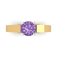 Clara Pucci 1.8 Brilliant Round Cut Solitaire Simulated Alexandrite Accent Anniversary Promise Engagement ring Solid 18K 2 tone Gold