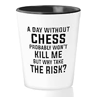 Chess Shot Glass 1.5oz - Chess risk - Funny Gift For Chess Athlete Instructor Sportsman Logical Thinking Board Game Hobby