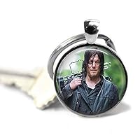The Walking Dead Daryl Dixon Leather Vest 1 Inch Silver Plated Pendant Keychain