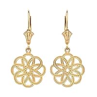 YELLOW GOLD CELTIC KNOT ROUND FLOWER EARRINGS - Gold Purity:: 10K