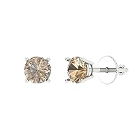 0.1ct Round Cut Solitaire Yellow Moissanite Unisex Pair of Stud Earrings 14k White Gold Screw Back conflict free Jewelry