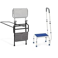 GreenChief Folding Bed Rail with Adjustable Height, Bed Assist Rail Handle for Elderly Adults Handicap Metal Step Stool with Handle, Bed Medical Foot Step Stool for Elderly