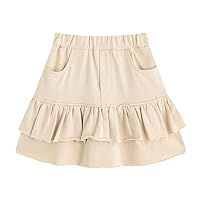 LittleSpring Girls Ruffle Pleated Skirt Pull On