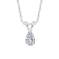 KATARINA GIA Certified 1 ct. K - SI1 Pear Cut Diamond Solitaire Pendant Necklace in 14K Gold