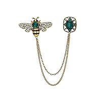 Honey Bee Brooches for Women Men CZ Crystal Cute Bee With Hanging Chain Tassel Badge Suit Collar Brooch Lapel Pin Vintage Insect Themes Hanging Brooches Pins Accessories