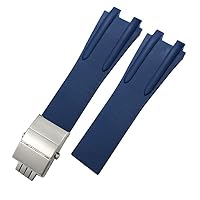 Silicone Rubber Watch Strap 26mm For Athens Ulysse Nardin Blue Black Sport Waterproof Watchbands Folding Buckle Watch Accessories (Color : 26mm, Size : Black Black Clasp)