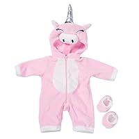 Suit+Shoes Dolls Outfit For 18 inch 43cm Baby Doll Cute Jumpers Rompers Doll Clothes (Powder (unicorn plush coat))