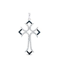 Black Diamond 10k White Gold Cross Necklace Pendant 1/4 Ctw.