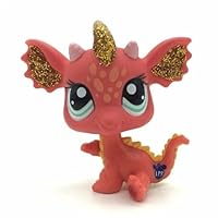Littlest Pet Shop LPS Rare Lps Red Purple Sparkle Glitter Dragon Gift Girl Toy 2pcs/Lot