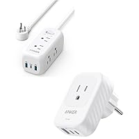 Anker USB C Power Strip Surge Protector(300J), Power Strip, 6 Outlets, 20W Power Delivery & European Travel Plug Adapter USB C 15W,Anker International Power Plug
