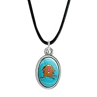 Angry Beavers Daggett Antiqued Oval Charm Pendant with Black Satin Cord
