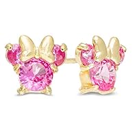4 CT Round Cut Created Pink Sapphire Minnie Mouse Stud Earrings 14K Yellow Gold Finish