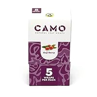 Afghan Natural Leaf Wraps Camo Various Flavors - 125 (25 x 5) Leaf Wraps per Box - (Goji Berry) with an Official Camo Cones Sticker