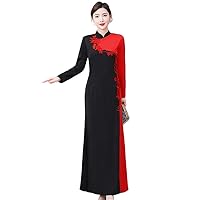 Chinese Dress National Improved Cheongsam Flower Embroidery Qipao Traditional Banquet Evening