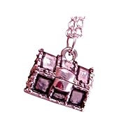 Mini Silver Treasure Chest Box Charm Necklace Pendant on 16 Inch Chain