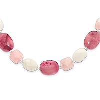 15.7mm 925 Sterling Silver Pink Agate Quartz Dyed Jade Crystal With 2inch Extension Necklace 18 Inch Jewelry for Women