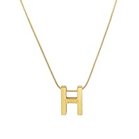Korean Autumn school season Version Gold Frosted H Letters Necklace Female Clavicle Chain Necklace, Female Style Chain H-shaped Hollow Girlfriend Home Coming Gift