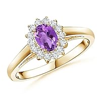 Princess Diana Inspired 925 Sterling Silver 1 Ctw Amethyst Gemstone Women Wedding Ring