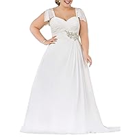 Chiffon Pleated Plus Size Beach Wedding Dress Long Formal Prom Evening Gown