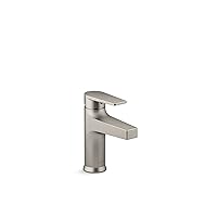 KOHLER 74021-4-BN Taut Single-Handle Bathroom Faucet with Pop-Up Drain, One Hold Bathroom Sink Faucet with Escutcheon, Vibrant Brushed Nickel