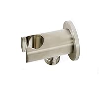 Bathroom Brass 1/2 Inch NPT Female Thread Round Shower Wall Union Outlet with Handheld Shower Spray Head Holder Supply Elbow Hose Connector Wall-mounted, Brushed Nickel