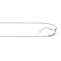 925 Sterling Silver With Rhodium Finish 0.8mm Adjustable Box Chain With Lobster Clasp Necklace Jewelry Gifts for Women - Length Options: 22 30