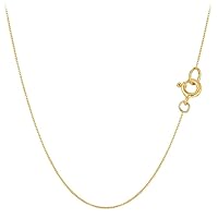 The Diamond Deal 18 inch 14k SOlID Yellow OR White Gold 0.4mm Box Link Chain Necklace for pendant and charms with Spring Ring Clasp Womens and Mens Chains Jewlery