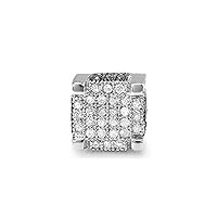 0.49 Carat (ctw) 925 Sterling Silver Black And White Diamond Mens Hip Hop Stud Earrings 1/2 CT (1pc)