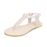 Womens Flip Flops Flat Sandals T-Strap with Elastic Ankle Strap Slip-Resistant Casual Thong Sandal