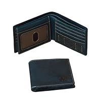 Real Leather Mens Bifold Wallet RFID Blocking Slim Minimalist Front Pocket - Thin & Stylish with 2 ID Window 8 cards slots 2 sim slots 