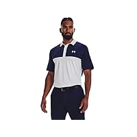 Under Armour Performance 3.0 Colorblock Mens Polo XLT White-Midnight Navy