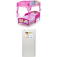 Canopy Toddler Bed, Disney Princess with Twinkle Stars Crib & Toddler Mattress