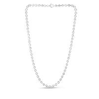 925 Sterling Silver 5mm Celestial Moon cut Bead Chain Necklace With Lobster Clasp Rhodium Finish Jewelry for Women - Length Options: 18 20 24