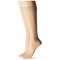 Hanes womens Silky Reflections Sheer Knee Highs With Reinforced Toe Pack Of 2