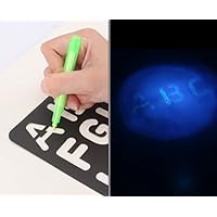 Writing Board for Kids to Learn Numbers and Alphabet Letters Stencils with Fluorescent Pen Writing Board for Boys and Girls Kids Learning Tools