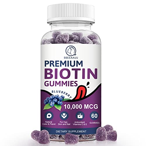 Mua Biotin Gummies for Hair Growth, Biotin Hair, Skin & Nails Growth,  10000mg Vitamins Gummy for Women Men and Kids Vegan, Pectin Based,  Blueberry Flavor - 60 Count trên Amazon Mỹ chính
