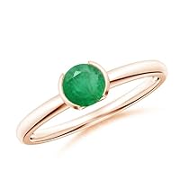 Green Emerald Solitaire Ring 925 Sterling Silver 18k Rose Gold plated May Birthstone Gemstone Jewelry Wedding Engagement Women Birthday Gift