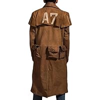 Men's New Vegas Veteran NCR Ranger A7 Duster Brown Suede Leather Long Trench Coat